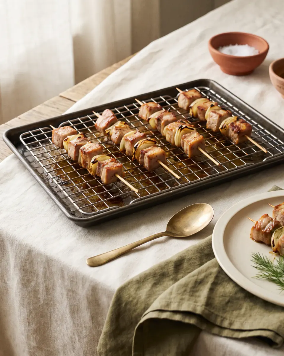 Schaschlik aus dem Backofen – das fertige Gericht