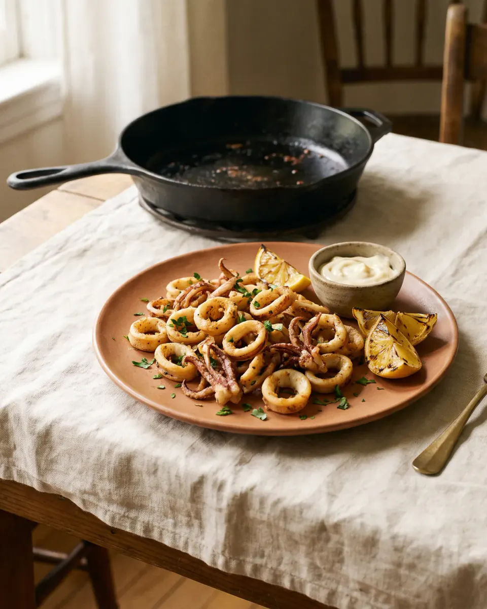 Pan-Fried Squid — the finished dish