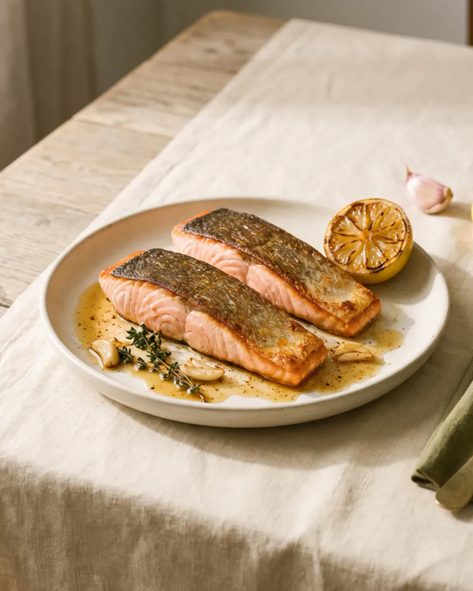 Lachs aus der Pfanne – das fertige Gericht