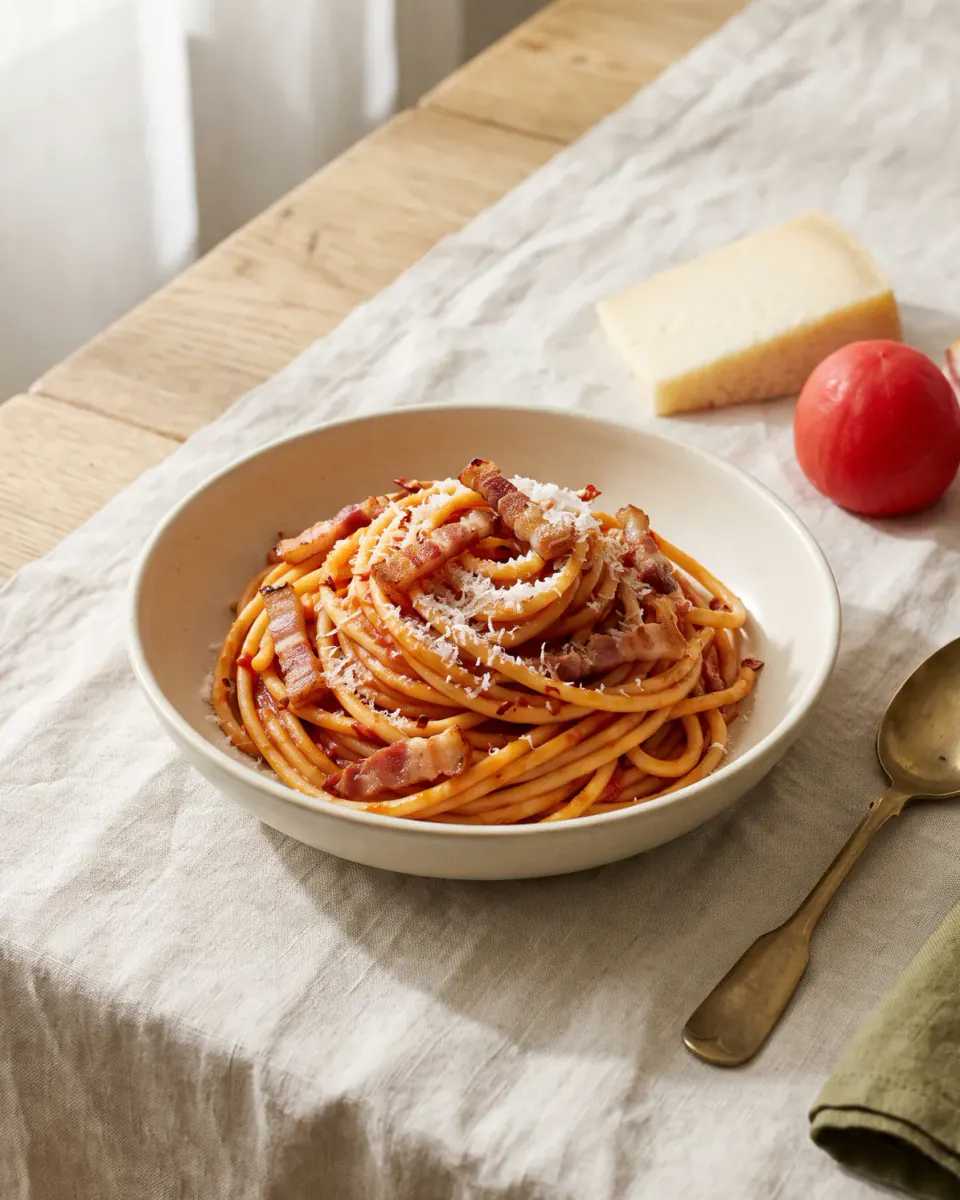 Pasta Amatriciana — the finished dish