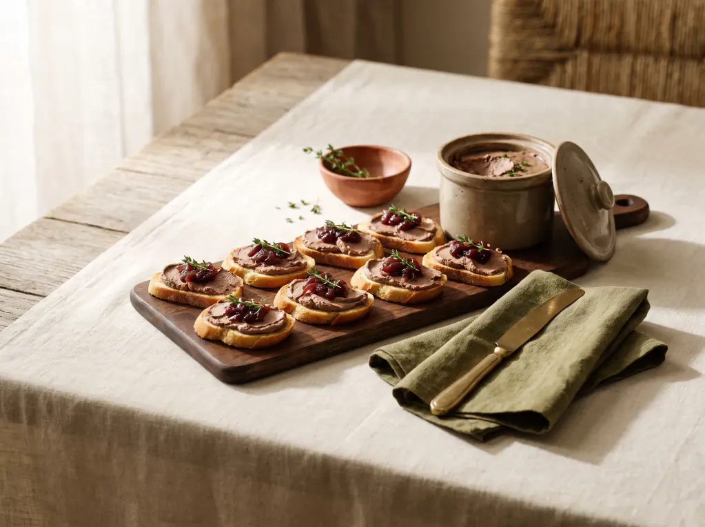 Tostas con paté — el plato terminado