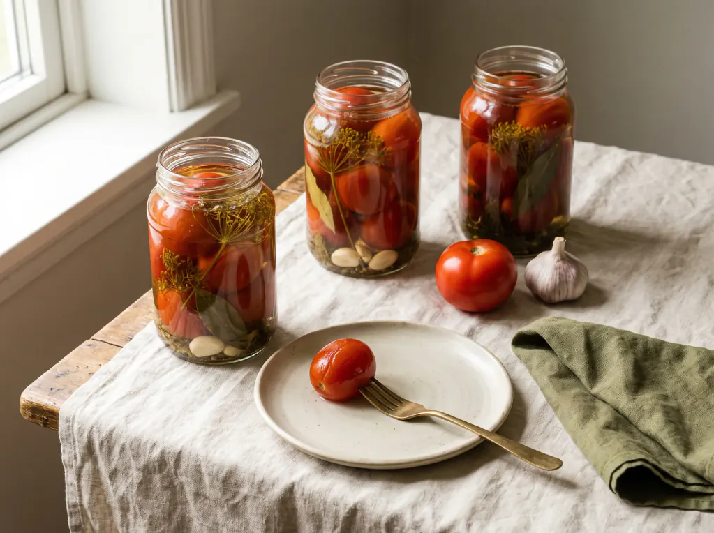 Pickled Tomatoes — the finished dish