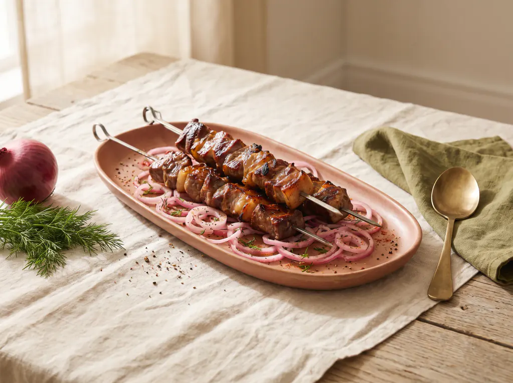 Schaschlik vom Schweinenacken – das fertige Gericht