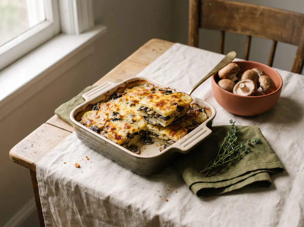 Potato and Mushroom Bake — the finished dish