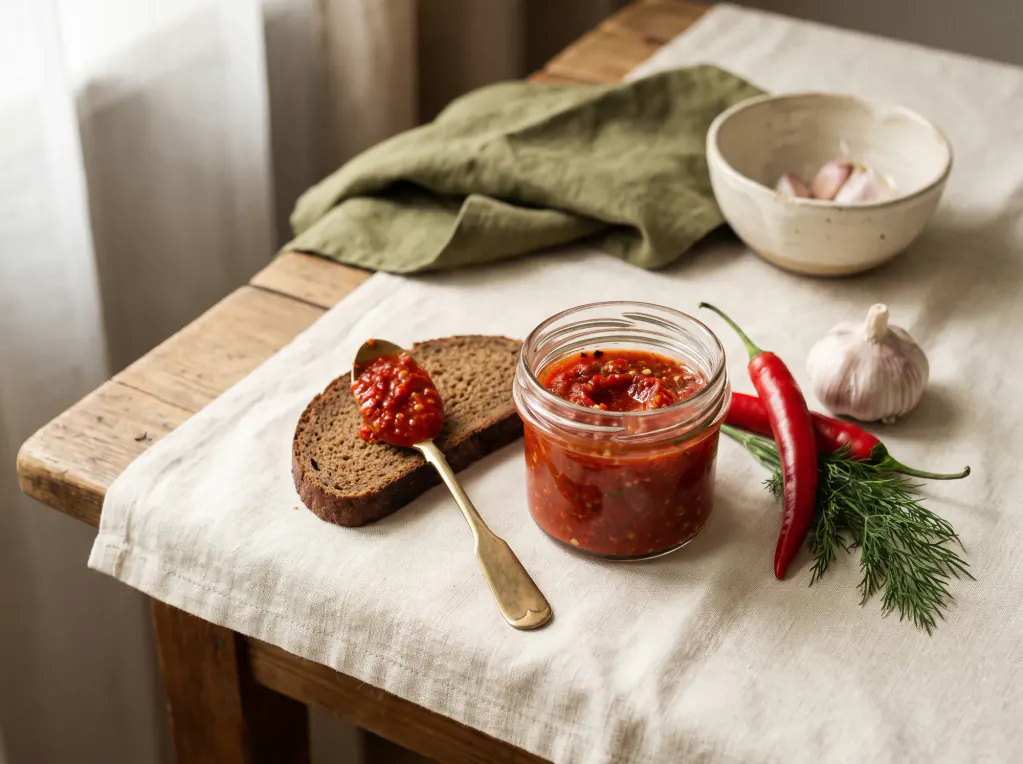 Ajika cruda picante — el plato terminado