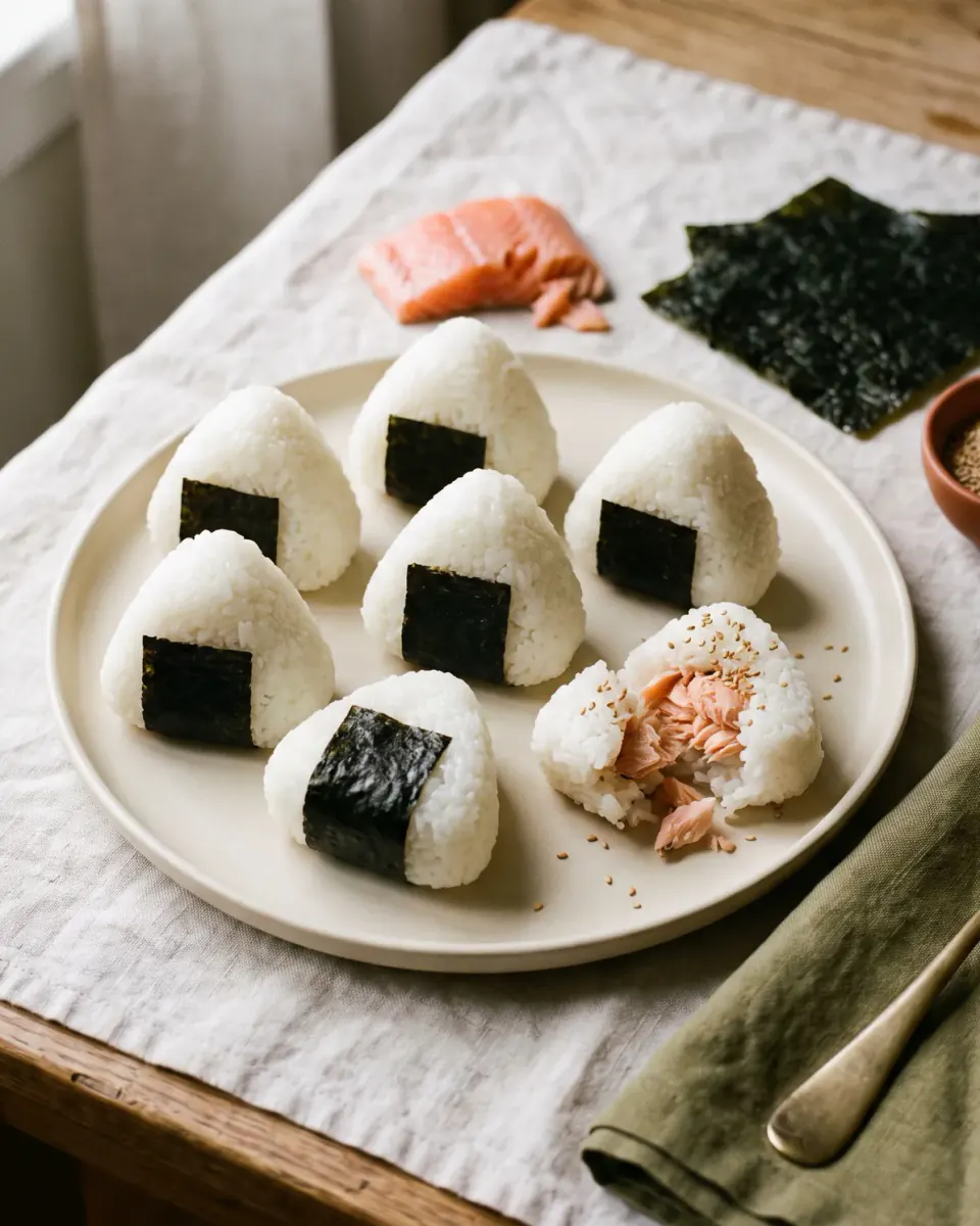 Onigiri de salmão — o prato pronto