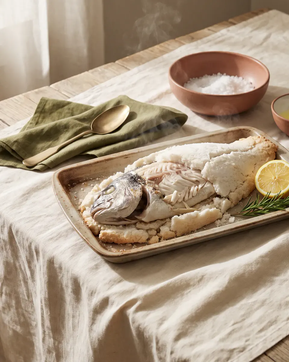 Salt-Baked Fish — the finished dish