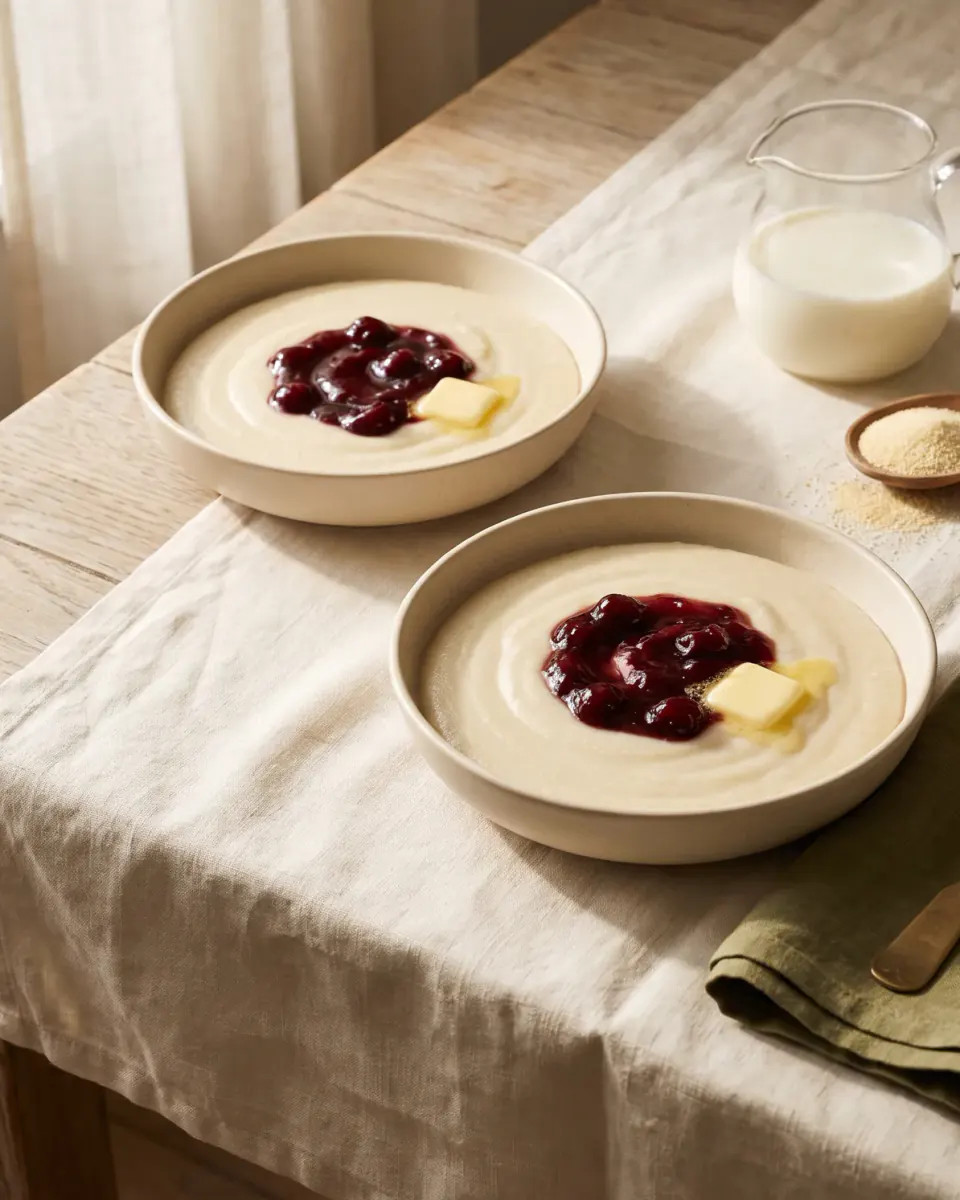 Mingau de sêmola — o prato pronto