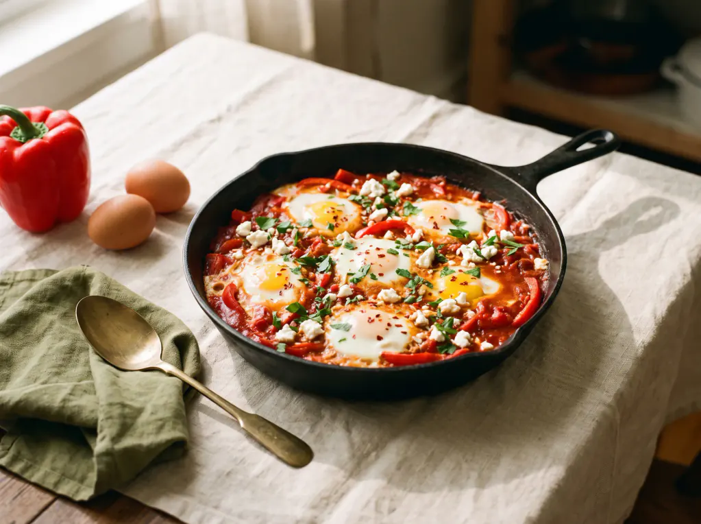 Shakshuka mit Feta – das fertige Gericht