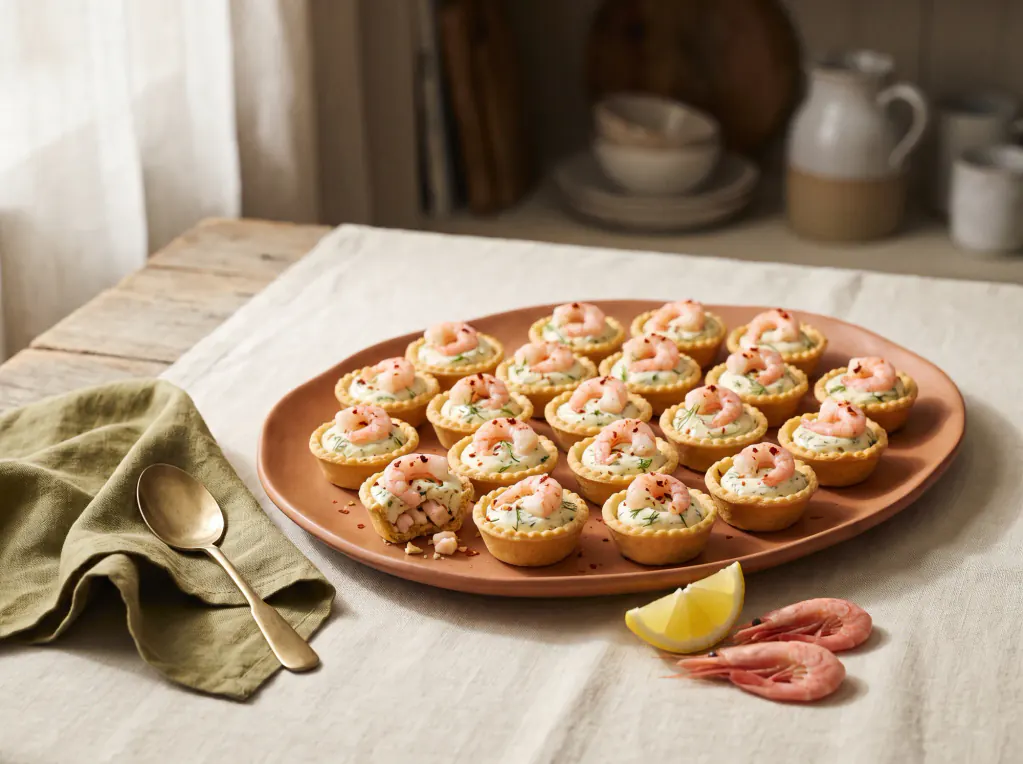 Tartelettes mit Garnelen – das fertige Gericht
