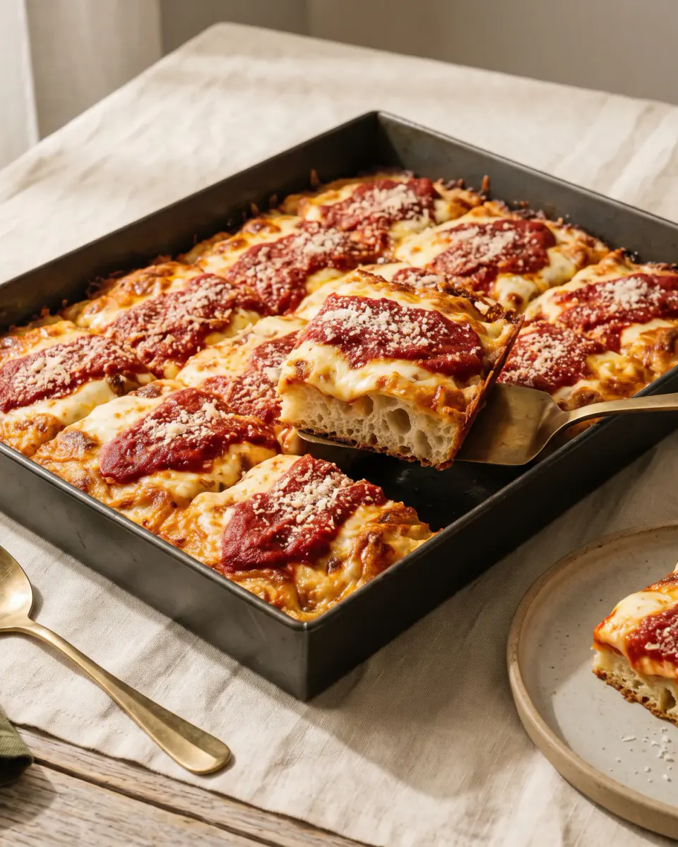 Sizilianische Pizza vom Blech – das fertige Gericht