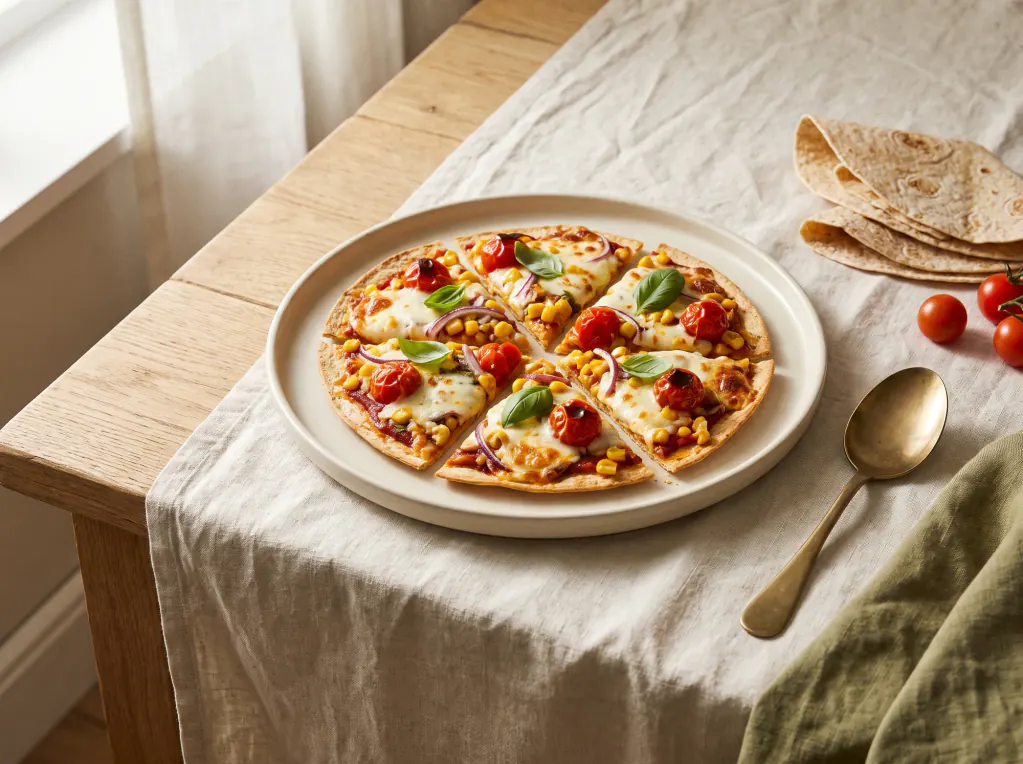 Skillet Tortilla Pizza — the finished dish