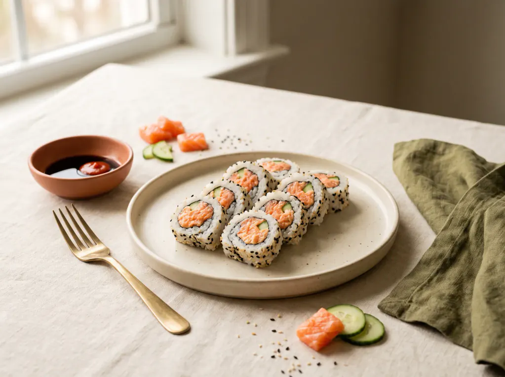 Spicy Rolls mit Lachs – das fertige Gericht