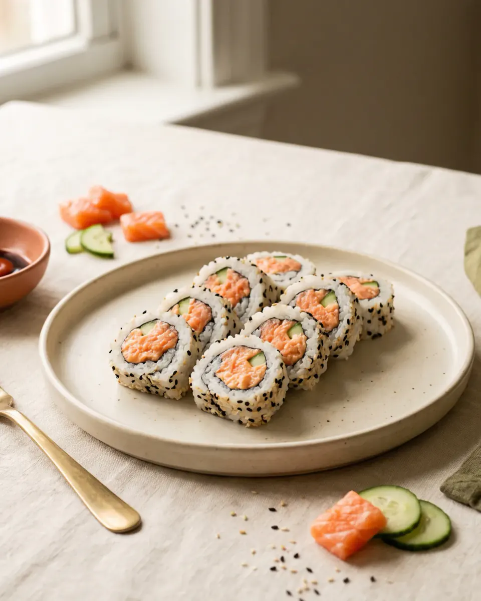 Spicy Rolls mit Lachs – das fertige Gericht