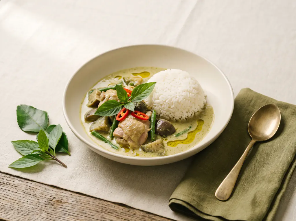 Thai Green Chicken Curry — the finished dish