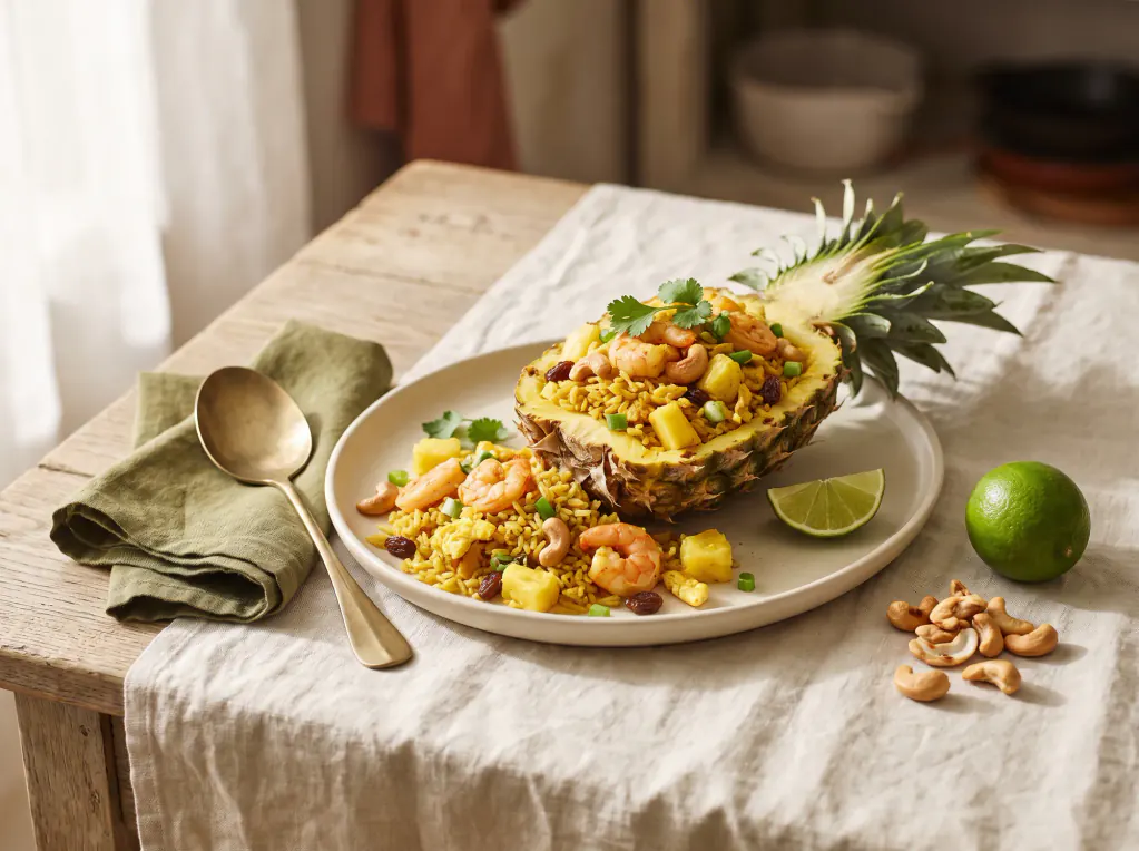 Arroz frito con piña — el plato terminado