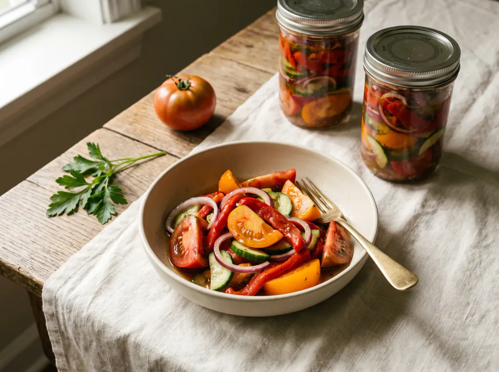 Tomaten-Paprika-Salat für den Winter – das fertige Gericht