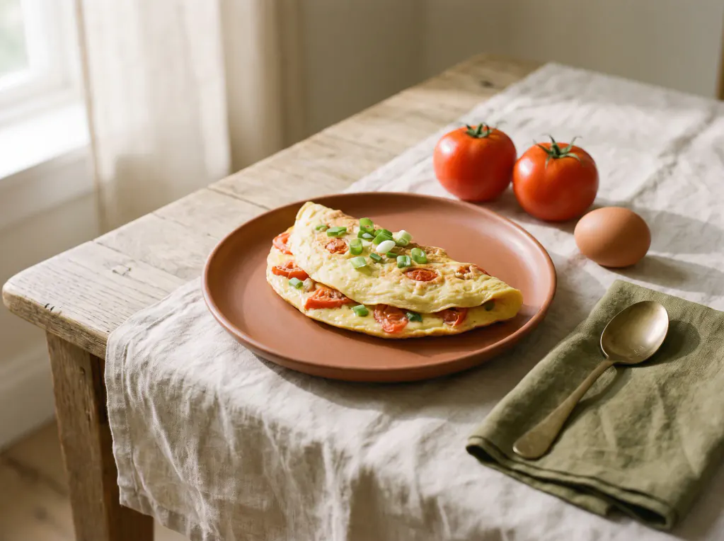 Omelete de tomate — o prato pronto
