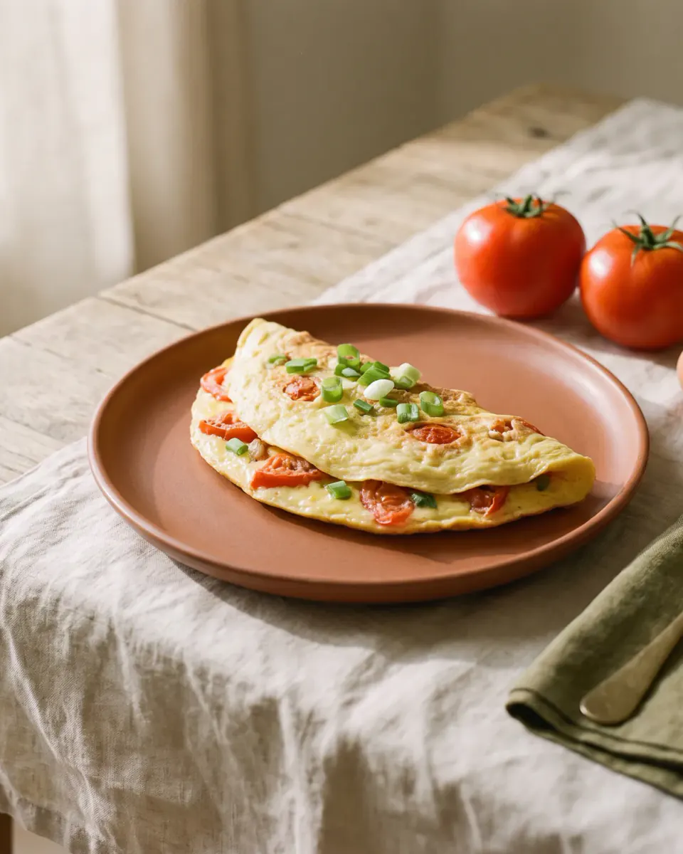 Omelete de tomate — o prato pronto