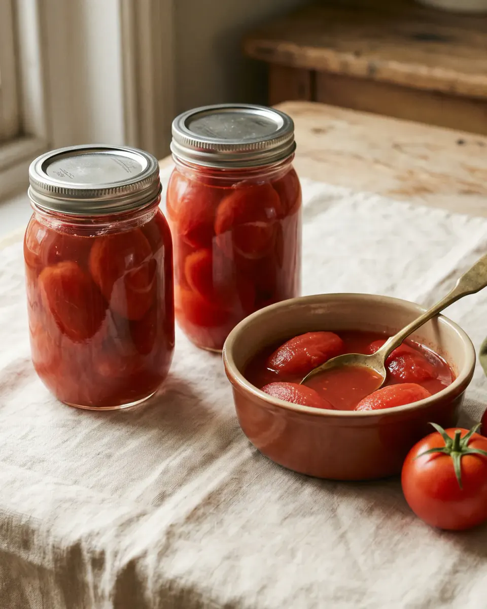 Tomates en su jugo — el plato terminado